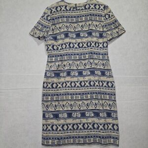 L#2‎ Miss Derby Women's Short Sleeve Geometric Print Sheath Dress Size Medium